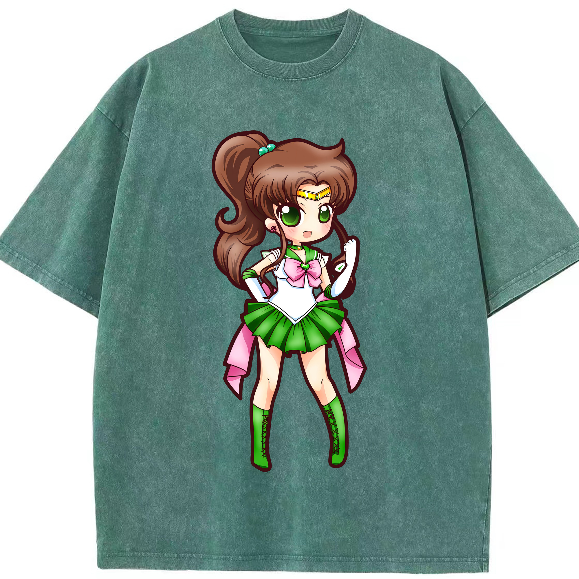 （画像用） 美少女戦士セーラームーン 木野 まこと きの まこと Sailor Moon Kino Makoto （セーラージュピター；Sailor Jupiter） 綿100% ヴィンテージ風 半袖Tシャツ（フロントプリント）